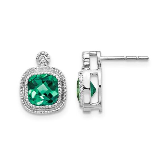 1.72 Carat (ctw) Lab-Created Emerald Post Earrings in 10K White Gold
